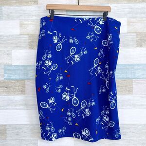 LuLaRoe Cassie Bicycle Pencil Skirt Blue Stretchy Crepe Womens Plus Size 3XL